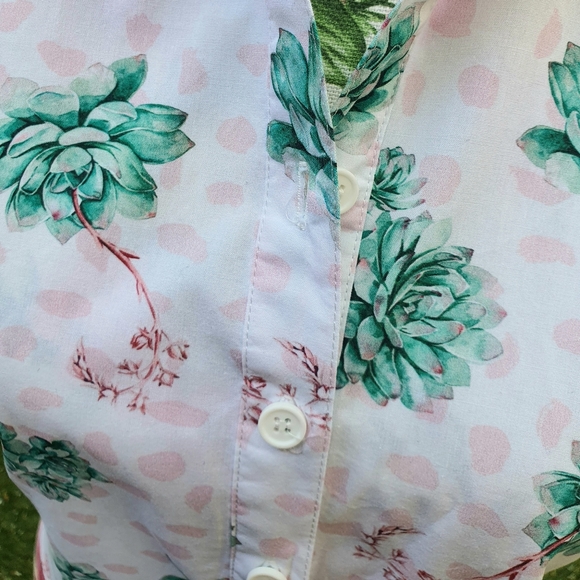 Dangerfield Floral Front Tie Shirt Sz 6 - Picture 10 of 11